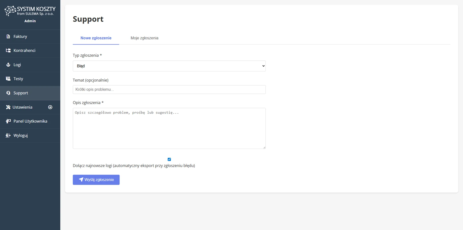 Dział supportu automatyzacji kosztów Systim API z AI