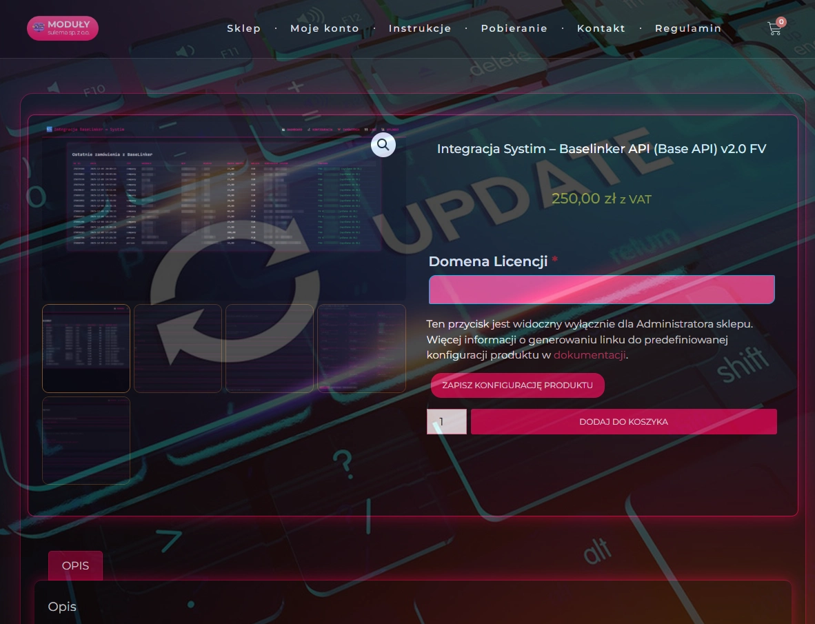 usługa aktualizacji integratora systim baselinker 1 rok