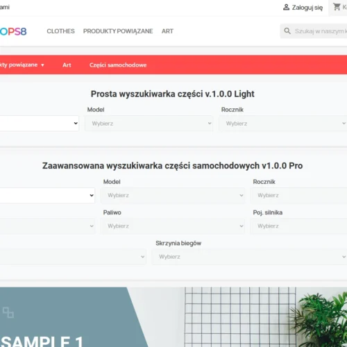 wyszukiwarka części samochodowych dla prestashop 8 moduł plugin