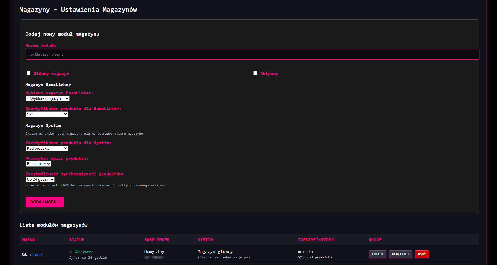 synchronizacja stanów magazynowych pomiędzy baselinker systim api integracja